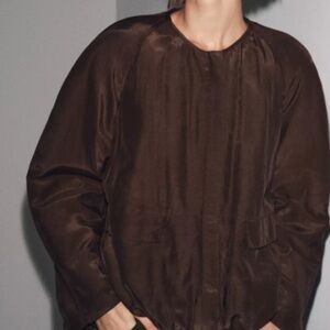 Zara Women's Dark Brown Bomber Jacket